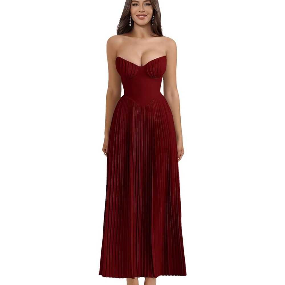 Elegant Strapless Red Dress